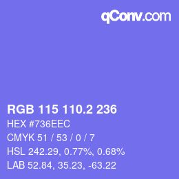 カラーコード: RGB 115 110.2 236 | qconv.com