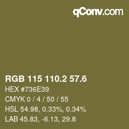 カラーコード: RGB 115 110.2 57.6 | qconv.com