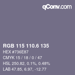 カラーコード: RGB 115 110.6 135 | qconv.com