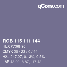 Color code: RGB 115 111 144 | qconv.com