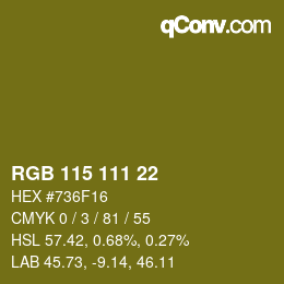 颜色代码: RGB 115 111 22 | qconv.com