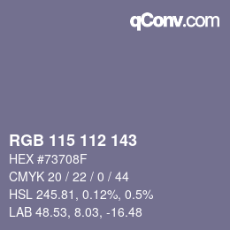 颜色代码: RGB 115 112 143 | qconv.com