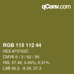 Color code: RGB 115 112 44 | qconv.com