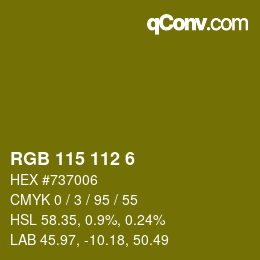 カラーコード: RGB 115 112 6 | qconv.com