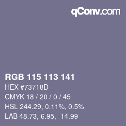 Color code: RGB 115 113 141 | qconv.com