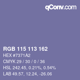 Color code: RGB 115 113 162 | qconv.com