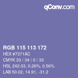 Color code: RGB 115 113 172 | qconv.com