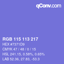 Color code: RGB 115 113 217 | qconv.com