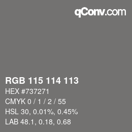 Color code: RGB 115 114 113 | qconv.com