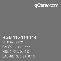 Color code: RGB 115 114 114 | qconv.com