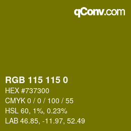 Color code: RGB 115 115 0 | qconv.com