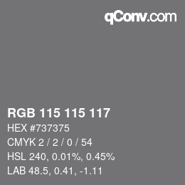 颜色代码: RGB 115 115 117 | qconv.com
