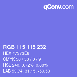 Color code: RGB 115 115 232 | qconv.com