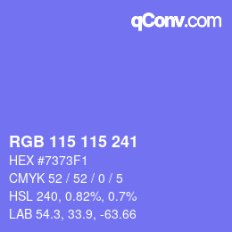 Color code: RGB 115 115 241 | qconv.com