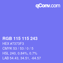 カラーコード: RGB 115 115 243 | qconv.com
