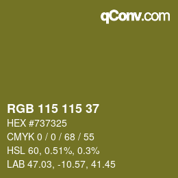 Color code: RGB 115 115 37 | qconv.com