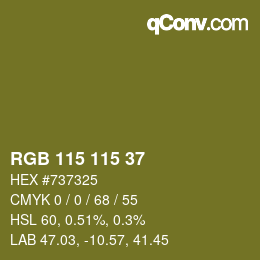 カラーコード: RGB 115 115 37 | qconv.com