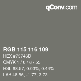 Farbcode: RGB 115 116 109 | qconv.com