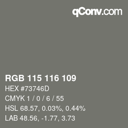 Código de color: RGB 115 116 109 | qconv.com