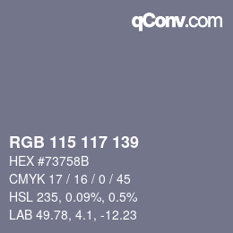 カラーコード: RGB 115 117 139 | qconv.com