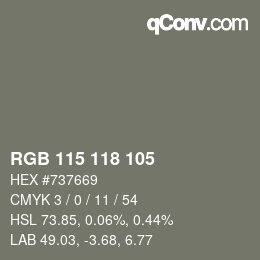 カラーコード: RGB 115 118 105 | qconv.com