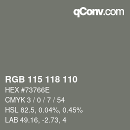 Farbcode: RGB 115 118 110 | qconv.com