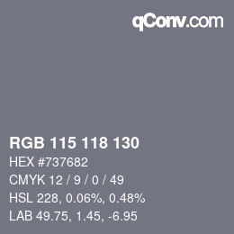 颜色代码: RGB 115 118 130 | qconv.com
