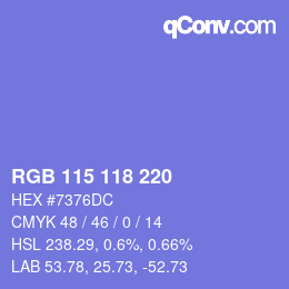 Color code: RGB 115 118 220 | qconv.com