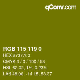 Color code: RGB 115 119 0 | qconv.com