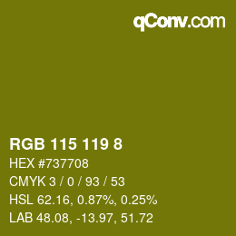 カラーコード: RGB 115 119 8 | qconv.com