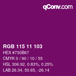 Color code: RGB 115 11 103 | qconv.com