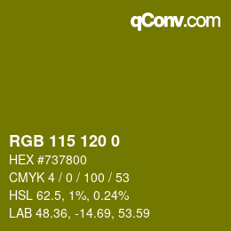 Color code: RGB 115 120 0 | qconv.com