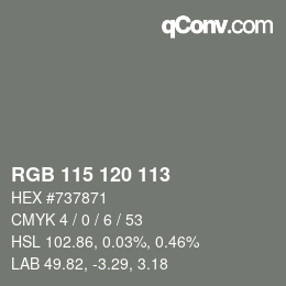 Color code: RGB 115 120 113 | qconv.com