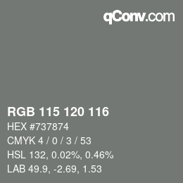 颜色代码: RGB 115 120 116 | qconv.com