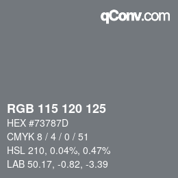 Farbcode: RGB 115 120 125 | qconv.com