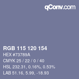 カラーコード: RGB 115 120 154 | qconv.com
