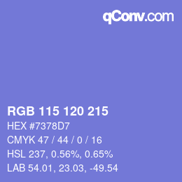 Color code: RGB 115 120 215 | qconv.com