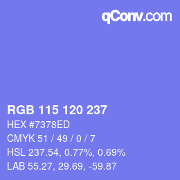 Color code: RGB 115 120 237 | qconv.com