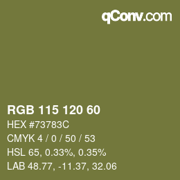 颜色代码: RGB 115 120 60 | qconv.com