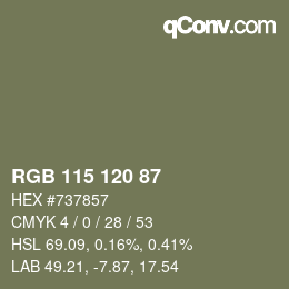 カラーコード: RGB 115 120 87 | qconv.com