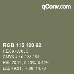 颜色代码: RGB 115 120 92 | qconv.com