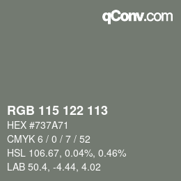 カラーコード: RGB 115 122 113 | qconv.com