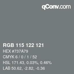カラーコード: RGB 115 122 121 | qconv.com