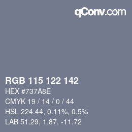 Farbcode: RGB 115 122 142 | qconv.com