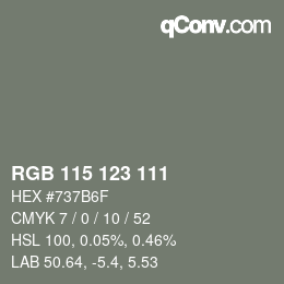 Color code: RGB 115 123 111 | qconv.com
