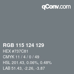 Farbcode: RGB 115 124 129 | qconv.com