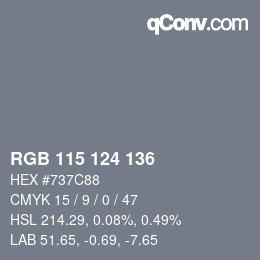颜色代码: RGB 115 124 136 | qconv.com