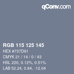 Farbcode: RGB 115 125 145 | qconv.com