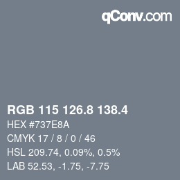 カラーコード: RGB 115 126.8 138.4 | qconv.com
