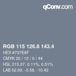 カラーコード: RGB 115 126.8 143.4 | qconv.com